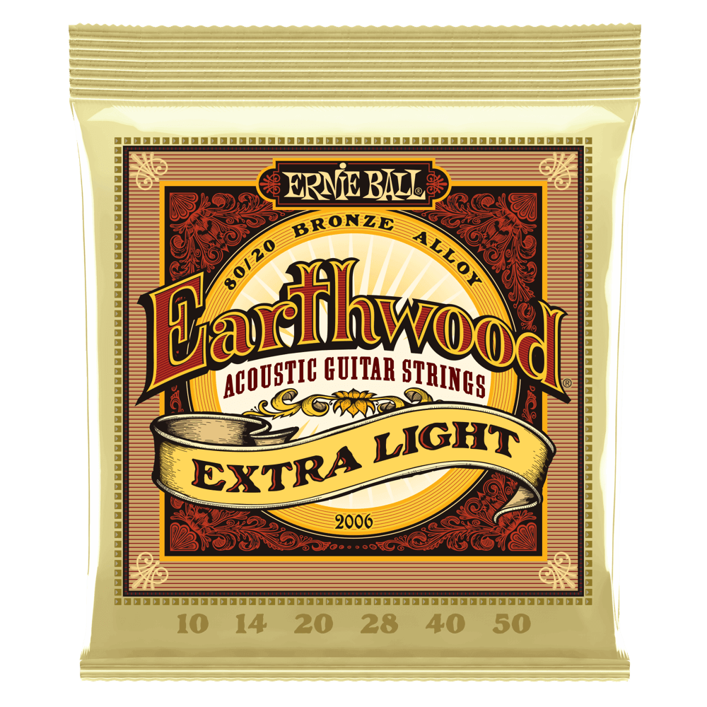 EXTRA LIGHT EARTHWOOD 80/20 BRONZE ACOUSTIC GUITAR STRINGS 10-50 GAUGE