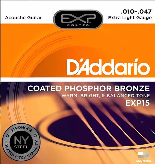 D'Addario EXP15 Coated Phosphor acoutic guitar strings 10-47