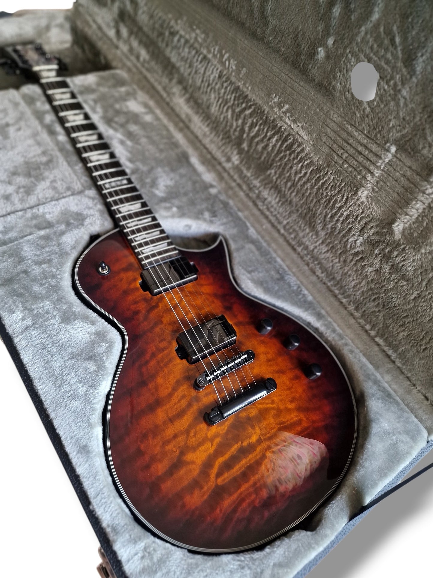 ESP E-II Eclipse QM Tiger Eye Sunburst 2024 Fishman