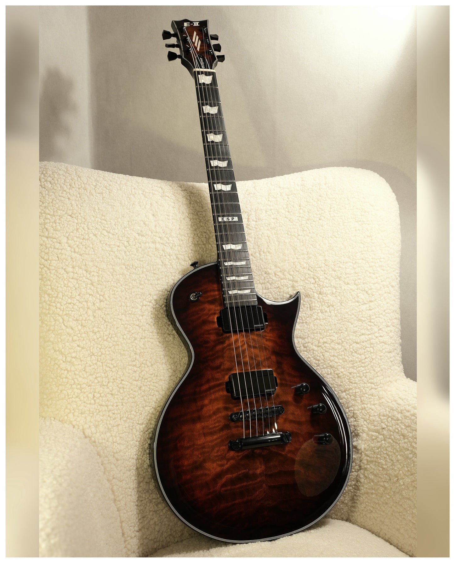 ESP E-II Eclipse QM Tiger Eye Sunburst 2024 Fishman