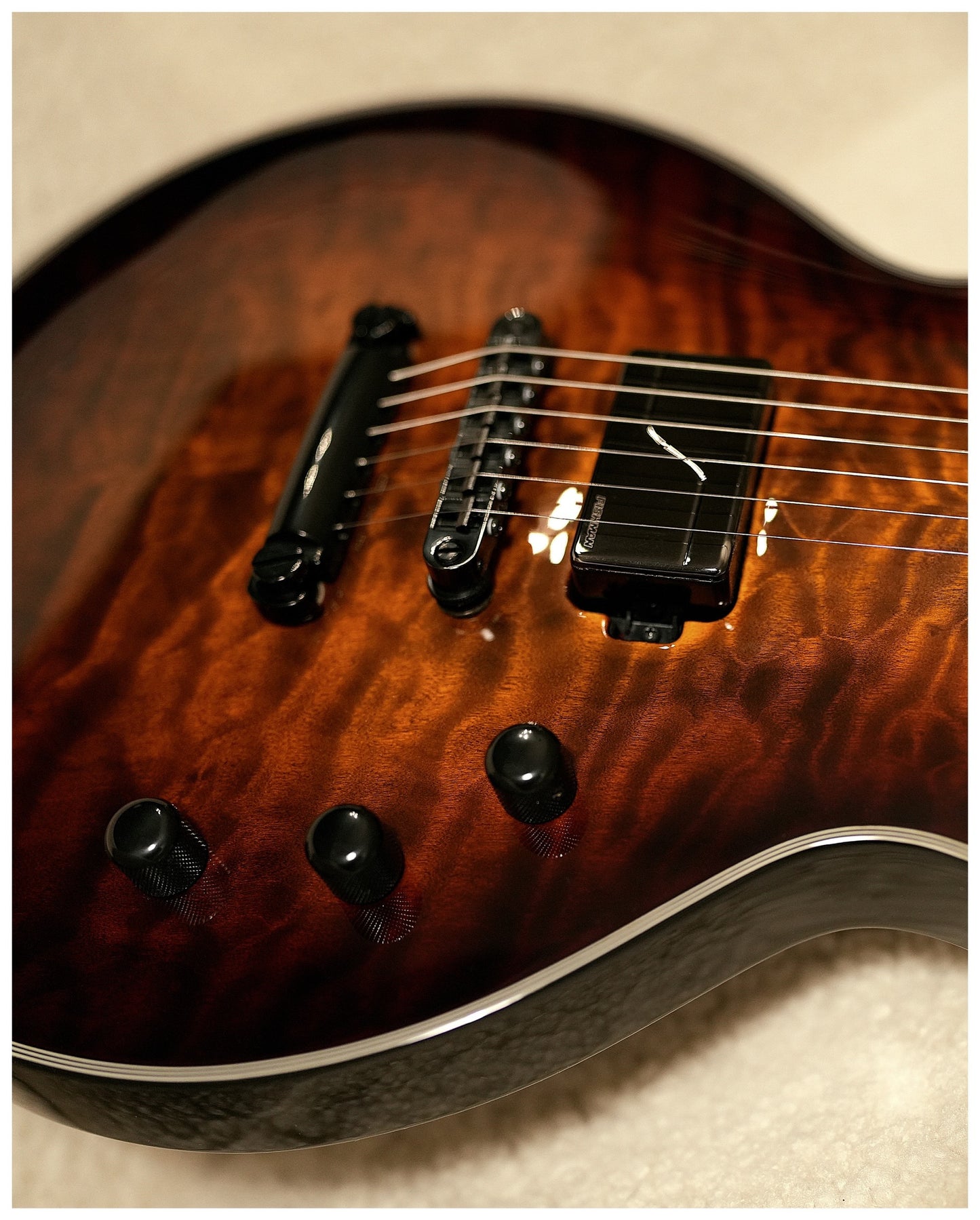 ESP E-II Eclipse QM Tiger Eye Sunburst 2024 Fishman