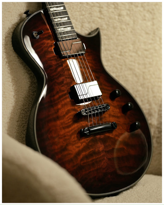ESP E-II Eclipse QM Tiger Eye Sunburst 2024 Fishman