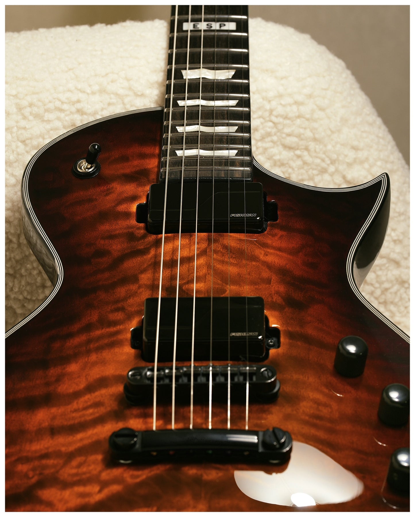 ESP E-II Eclipse QM Tiger Eye Sunburst 2024 Fishman