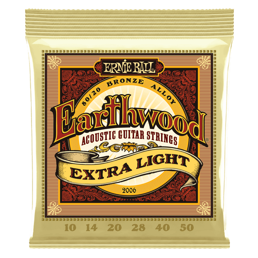 EXTRA LIGHT EARTHWOOD 80/20 BRONZE ACOUSTIC GUITAR STRINGS 10-50 GAUGE