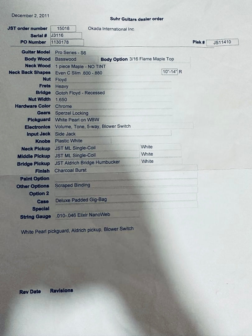 Suhr Pro Series S6 ( Pre-owned) 2011